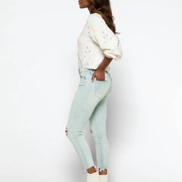 PISTOLA | Arielle Light Wash Paint Splatter Skinny Jeans 28 - Picture 2 of 13